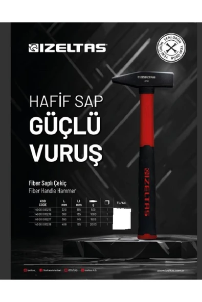 FİBER SAPLI ÇEKİÇ 1000 GR ürün görseli 1
