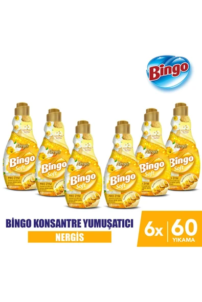 Bingo Soft Konsantre Çamaşır Yumuşatıcısı Nergis 1440 ml X 6 Adet ürün görseli 1