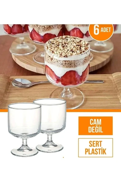 Magnolia Magnolya , Puding Ve Dondurma Kasesi 6'lı Mika Ayaklı ( Cam Değildir ) ürün görseli 1