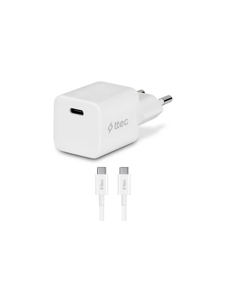 Ttec 20W Pd Type C Girişli Şarj Adaptörü Ve 1.2 Metre 65W Type C Şarj Kablosu ürün görseli 1