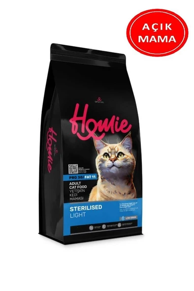 Homie Düşük Tahıllı Kısırlaştırılmış Light Yetişkin Kedi Maması 1 Kg AÇIK ürün görseli 1