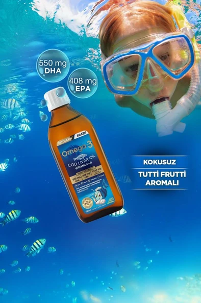 Nutraxin For Kids Omega-3 Balık Yağı Takviye Edici Gıda 150 ml - Resim 2