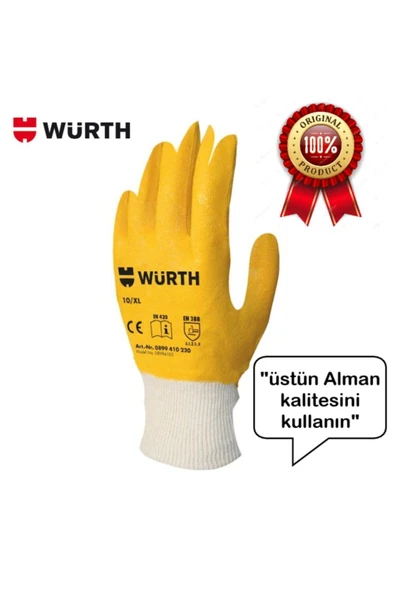 Würth Iş Güvenliği Eldiveni Kalın Nitril Sarı No:9/L ( 1 Çift ) ürün görseli 1
