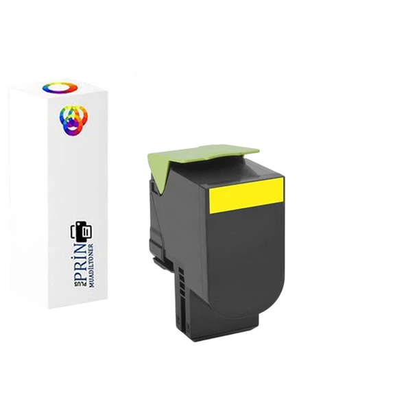 Lexmark 80C8SY0/Lexmark CX410dte Uyumlu Sarı Muadil Toner 2000 Syf ürün görseli 1