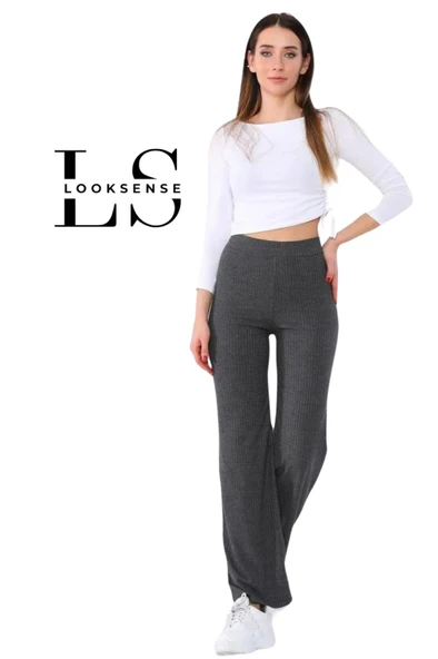 Looksense Kadın Kaşkorse Yüksek Bel Bol Paça Fitilli Tayt 01034 ürün görseli 1