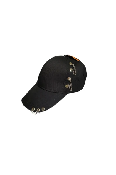 Şapka Kasket Şapka Spor Şapka Unisex Siyah Zincir Piercing Li ürün görseli 1