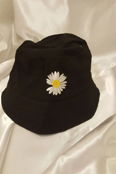 Şapka Bucket Şapka Balıkçı Kova Şapka Unisex Yuvarlak Şapka Papatya İşlemeli ürün görseli 1