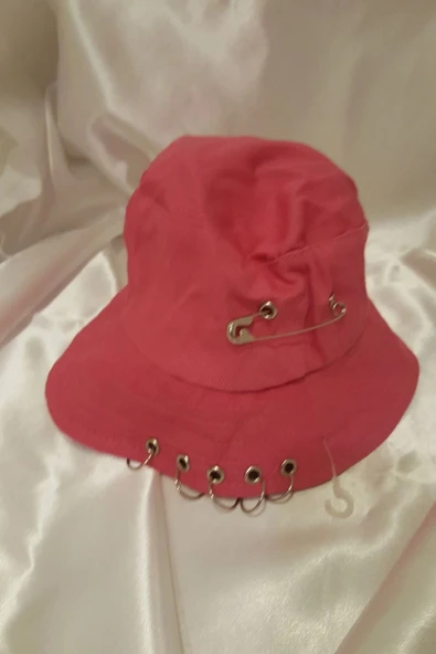 Şapka Bucket Şapka Balıkçı Kova Şapka Unisex Yuvarlak Şapka Şeker Pembe Zincir Piercing Li ürün görseli 1