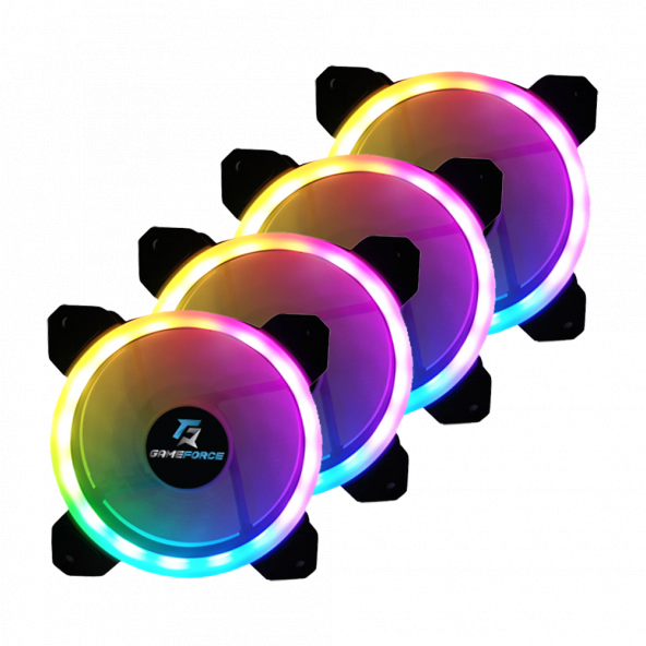 GAMEFORCE DUALRING 4x120mm Sese Duyarlı A-RGB Kasa Fanı ürün görseli 1