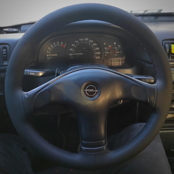 DİKİŞLİ DİREKSİYON KILIFI SİYAH DERİ SİYAH DİKİŞLİ OPEL VECTRA A İÇİN ürün görseli 1
