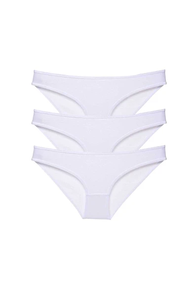 3 adet Süper Eko Set Likralı Kadın Slip Külot Beyaz ürün görseli 1