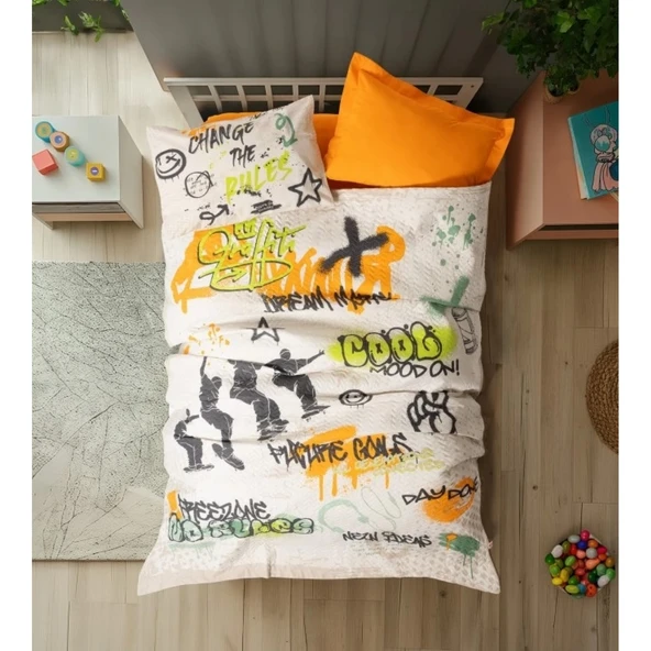 Cotton Box Genç Complete Set Tek Kişilik Graffiti Oranj ürün görseli 1