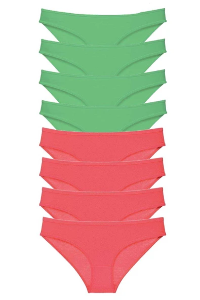 8 adet Eko Set Likralı Kadın Slip Külot Yeşil Fuşya ürün görseli 1