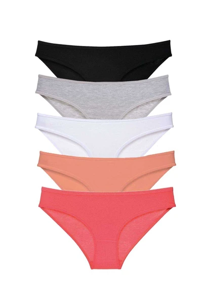 5 adet Süper Eko Set Likralı Kadın Slip Külot Siyah Gri Beyaz Pudra Fuşya ürün görseli 1