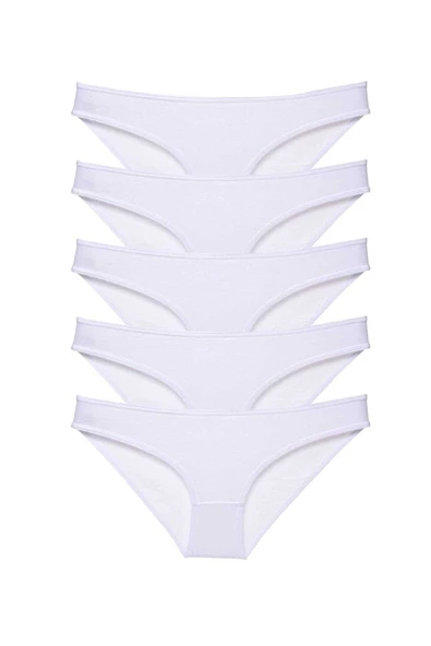 5 adet Süper Eko Set Likralı Kadın Slip Külot Beyaz ürün görseli 1