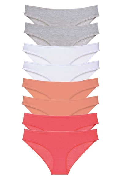 8 adet Süper Eko Set Likralı Kadın Slip Külot Gri Beyaz Pudra Fuşya ürün görseli 1