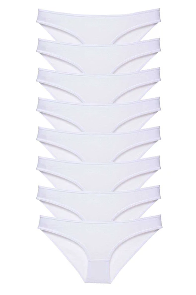 8 adet Süper Eko Set Likralı Kadın Slip Külot Beyaz ürün görseli 1