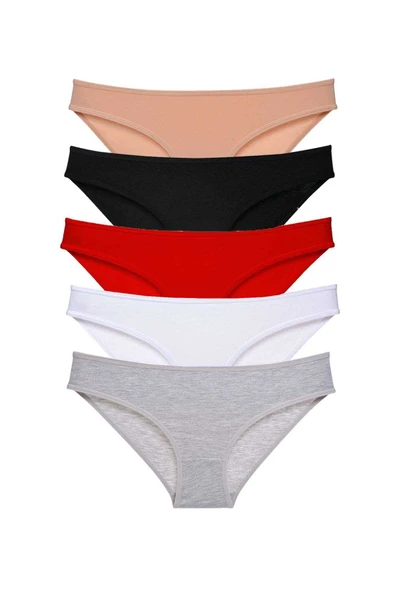5 adet Süper Eko Set Likralı Kadın Slip Külot Çok Renkli ürün görseli 1