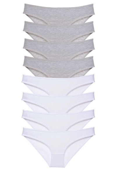 8 adet Süper Eko Set Likralı Kadın Slip Külot Gri Beyaz ürün görseli 1