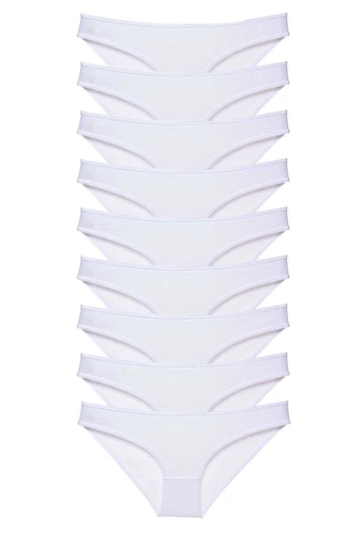 9 adet Süper Eko Set Likralı Kadın Slip Külot Beyaz ürün görseli 1