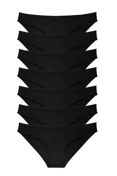 7 adet Süper Eko Set Likralı Kadın Slip Külot Siyah ürün görseli 1