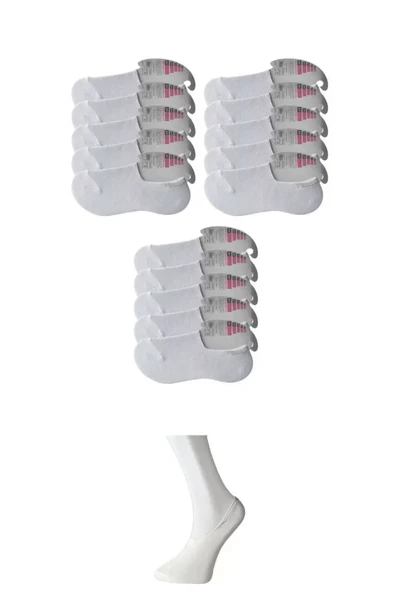 Beyaz Kadın Babet Çorap 15 çift - Resim 11