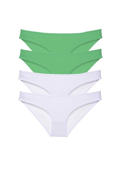 4 adet Eko Set Likralı Kadın Slip Külot Yeşil Beyaz ürün görseli 1