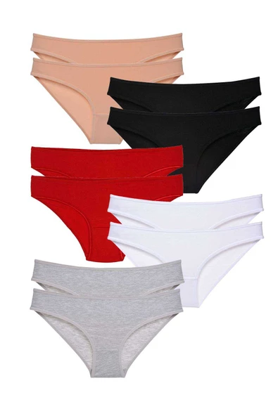10 adet Eko Set Likralı Kadın Slip Külot Çok Renkli ürün görseli 1