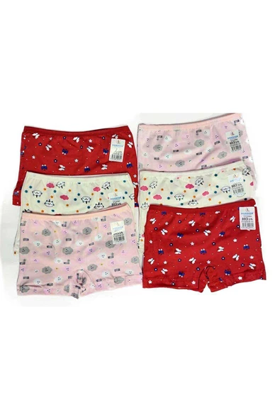 6 Adet Kız Çocuk Desenli Penye Boxer 403 ürün görseli 1