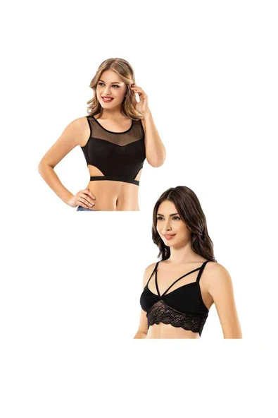 Kota 4 Adet Siyah Tül Modelli Dantelli Büstiyer ürün görseli 1