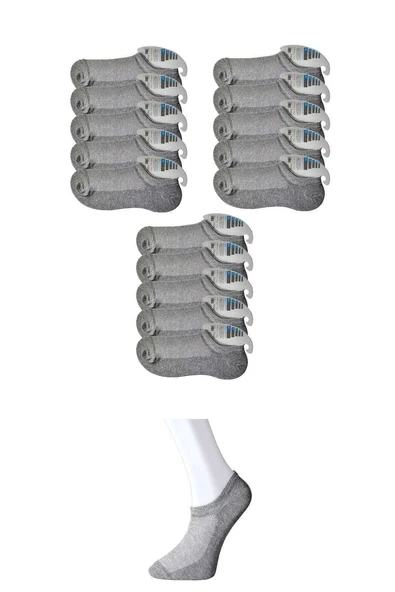 Gri Erkek Görünmez Çorap 15 çift - Resim 11