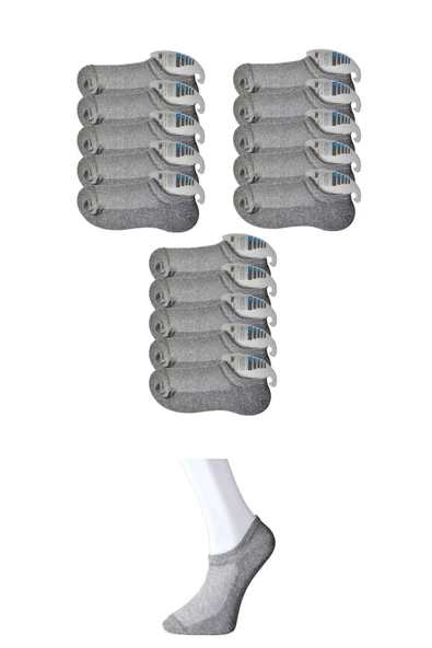 Gri Erkek Görünmez Çorap 15 çift - Resim 2