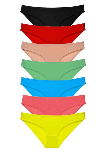 7 adet Süper Eko Set Likralı Kadın Slip Külot Çok Renkli ürün görseli 1