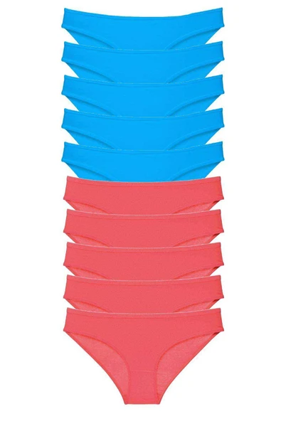10 adet Süper Eko Set Likralı Kadın Slip Fuşya Mavi ürün görseli 1