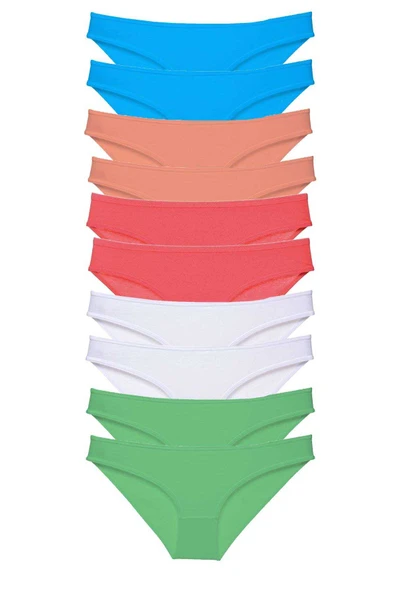 10 adet Süper Eko Set Likralı Kadın Slip Beyaz Pudra Yeşil Fuşya Mavi ürün görseli 1