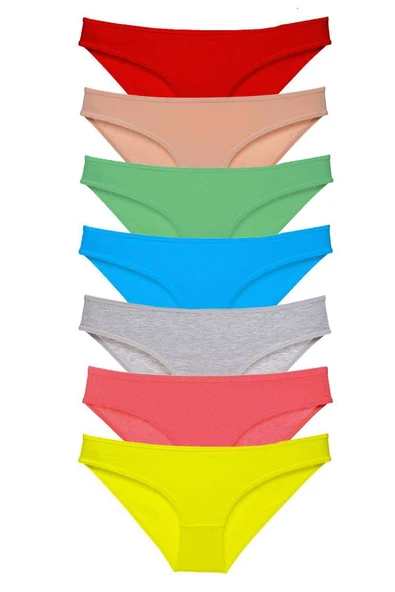 7 adet Süper Eko Set Likralı Kadın Slip Külot Çok Renkli ürün görseli 1