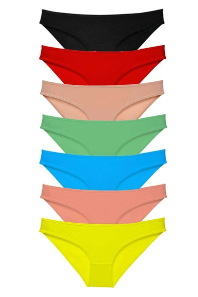 7 adet Süper Eko Set Likralı Kadın Slip Külot Çok Renkli ürün görseli 1