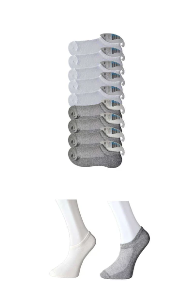 Gri ve Beyaz Erkek Görünmez Çorap 9 çift ürün görseli 1