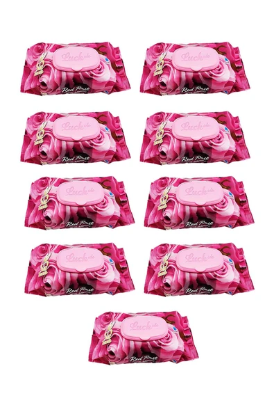 9 Paket Red Rose Islak Havlu Mendil 90 Adet Kapaklı Gül Kokulu ürün görseli 1