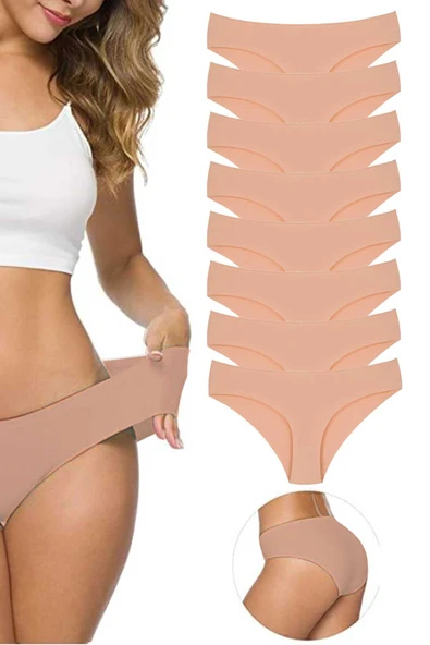 8 Adet Kadın Dikişsiz Lazer Kesim Esnek İz yapmayan Külot Ten ürün görseli 1