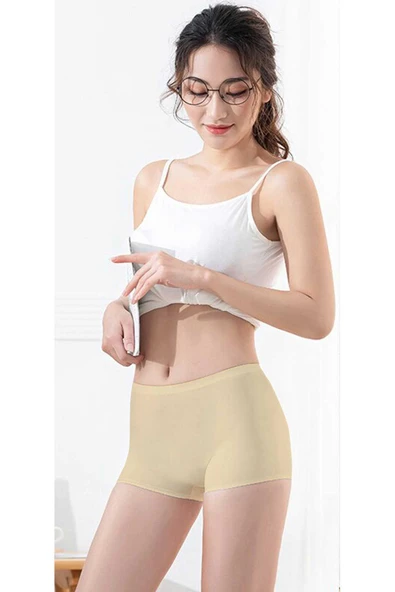 Kadın Dikişsiz Görünmez İz Yapmaz Mini Şort Boxer Ten ürün görseli 1
