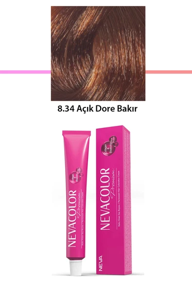 Premium 8.34 Açık Dore Bakır - Kalıcı Krem Saç Boyası 50 g Tüp ürün görseli 1