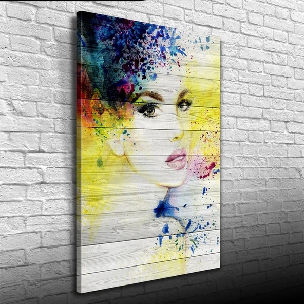 Sarı Beyaz Tonlarda Kadın Portresi Kanvas Tablo 50 x 70 ürün görseli 1