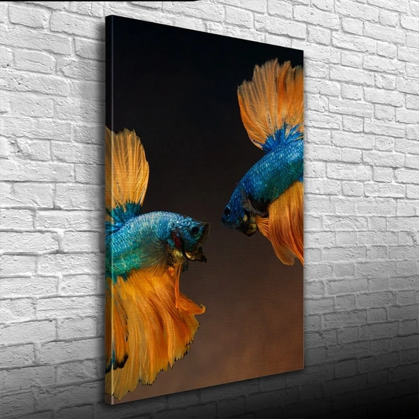 İki Mavi Balık Kanvas Tablo 50 x 70 ürün görseli 1