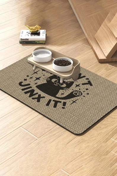 MAtGo Pati Süper Mood Deri Nazar Etme Krem Beslenme Matı Kaymaz Su Geçirmez Kedi Köpek Mama Paspası 50x70cm ürün görseli 1