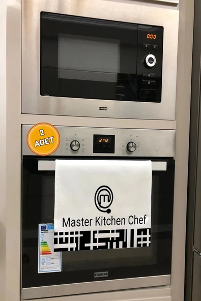 Valerine Life Master Kitchen Chef Siyah Mutfak Kurulama Fırın Beyaz El Havlusu %100 Pamuklu 35x50cm 2 Adet ürün görseli 1