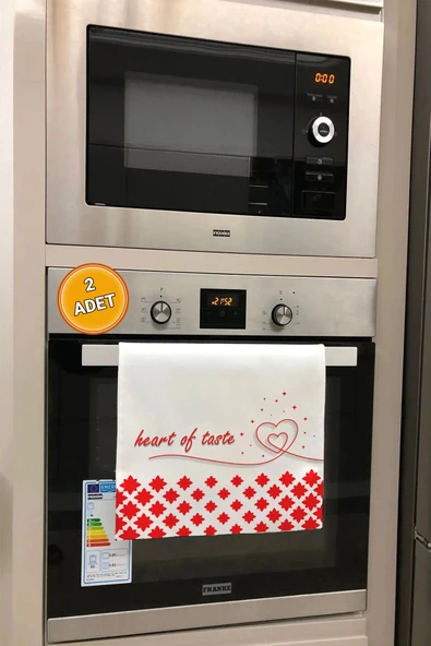 Valerine Life Lezzetin Kalbi Kırmızı Mutfak Kurulama Fırın Beyaz El Havlusu %100 Pamuklu 35x50cm 2 Adet ürün görseli 1