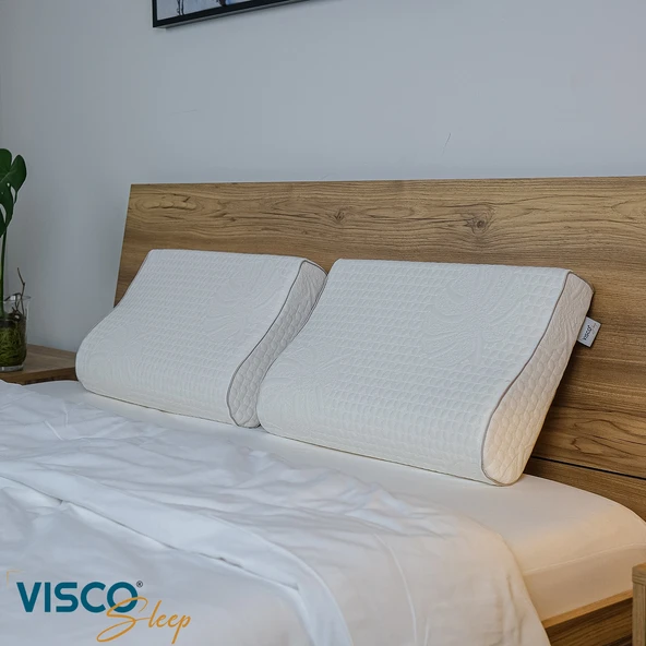 Ortopedik Visco Yastık Boyun Destekli Yastık Aylona Doğal Viskon Kılıflı 55x35x11-7 cm ürün görseli 1