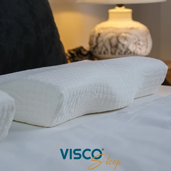 Ortopedik Visko Yastık Boyun Formu Için Özel Tasarım Hermosa Viskon Kılıflı Yastık 60x35x11-7 Cm ürün görseli 1