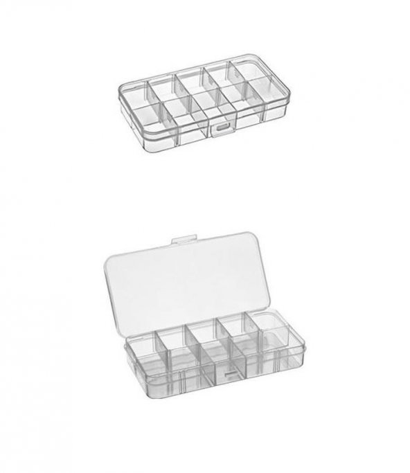 Setbox 607 10 Seyyar Bölmeli Şeffaf Organizer Kutu 69 x 132 x 25 mm ürün görseli 1